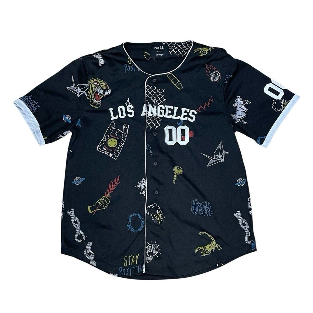 Rue21 Los Angeles Baseball Jersey Button-Up 2XL Short Sleeves Graphic Athleisure